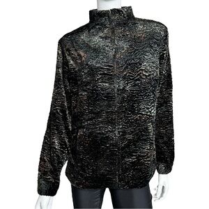 Chico’s Crushed Velvet Silk Lining Black and Brown Jacket